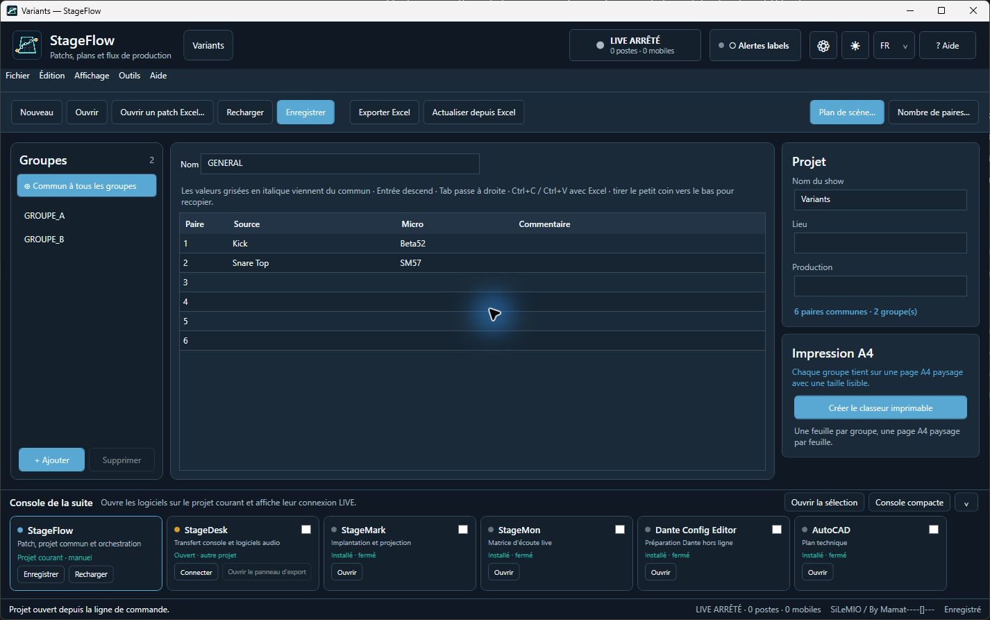 Populated patch in StageFlow